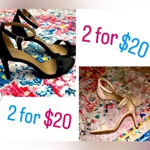 2 Pair Black & Nude Patent Leather Ankle Strap Heels by NY&CO